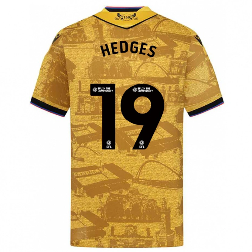 Danxen Mulher Camisola Ryan Hedges #19 Dourado Preto Alternativa 2025/26 Camisa