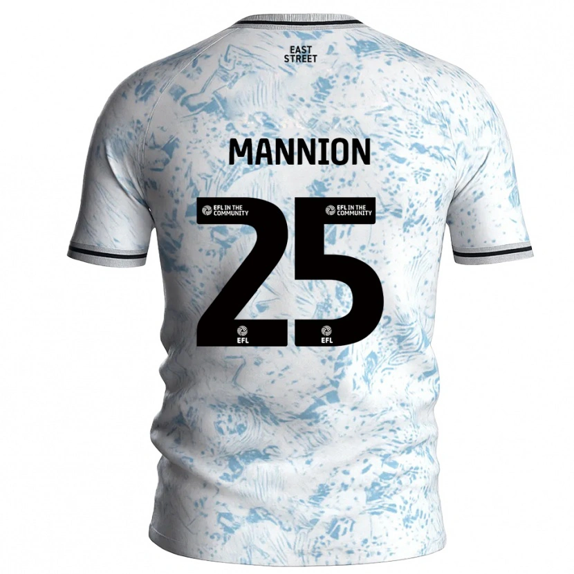 Danxen Mulher Camisola Will Mannion #25 Branco Azul Celeste Alternativa 2025/26 Camisa