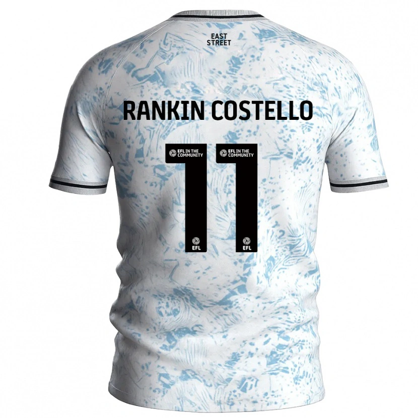 Danxen Mulher Camisola Joe Rankin-Costello #11 Branco Azul Celeste Alternativa 2025/26 Camisa