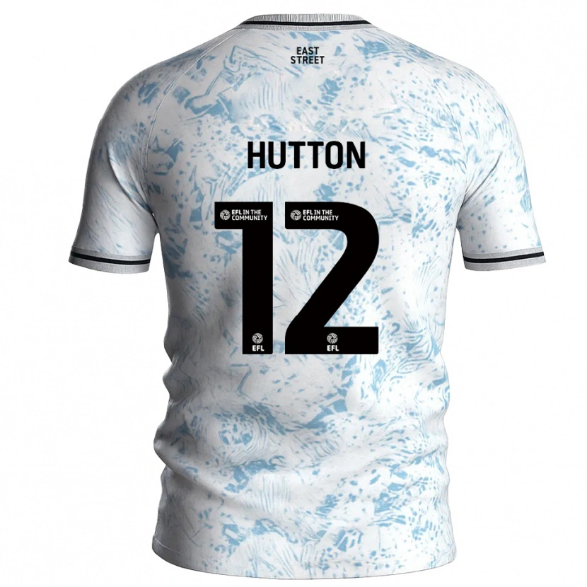 Danxen Mulher Camisola Jodie Hutton #12 Branco Azul Celeste Alternativa 2025/26 Camisa