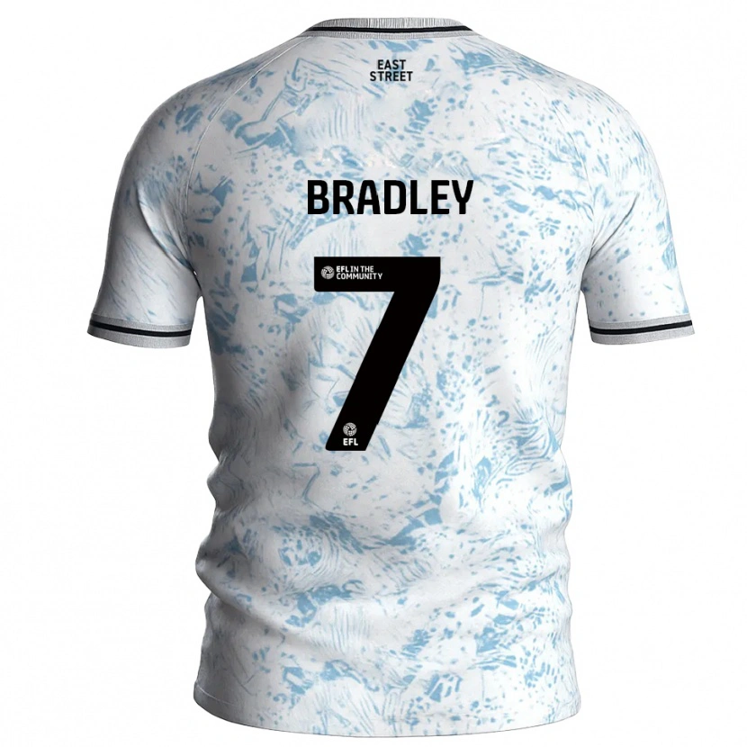 Danxen Mulher Camisola Katie Bradley #7 Branco Azul Celeste Alternativa 2025/26 Camisa