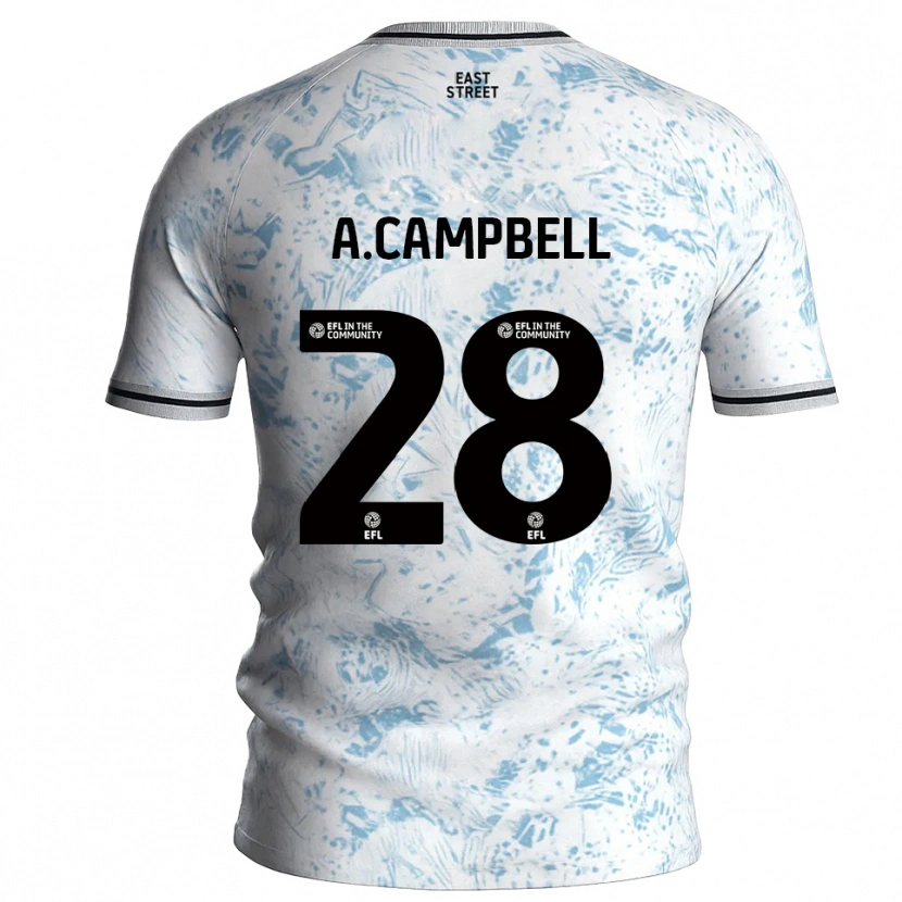 Danxen Mulher Camisola Allan Campbell #28 Branco Azul Celeste Alternativa 2025/26 Camisa