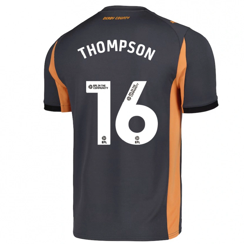 Danxen Mulher Camisola Liam Thompson #16 Cinza Laranja Preto Alternativa 2025/26 Camisa