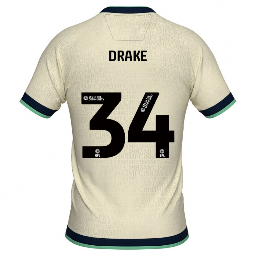 Danxen Mulher Camisola Ben Drake #34 Champagne Azul Marinho Alternativa 2025/26 Camisa