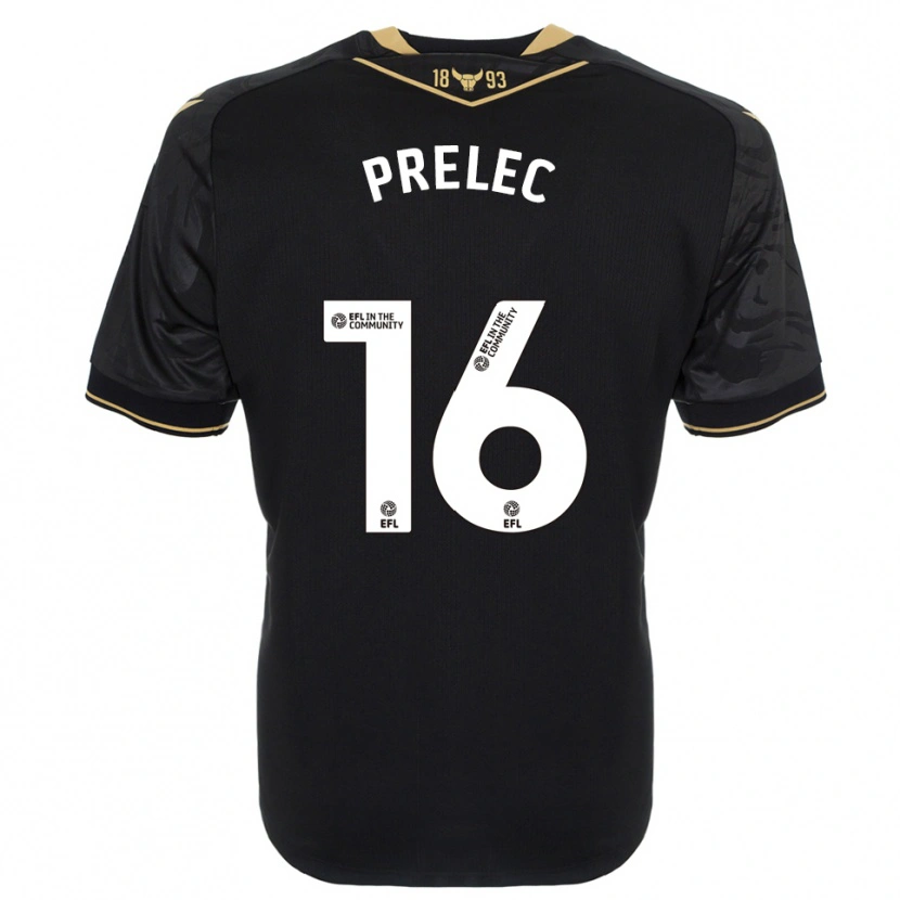 Danxen Mulher Camisola Nik Prelec #16 Preto Dourado Alternativa 2025/26 Camisa