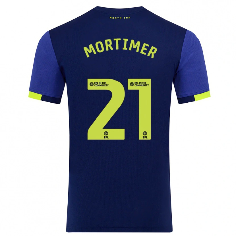 Danxen Mulher Camisola Jodie Mortimer #21 Azul Marinho Amarelo Alternativa 2025/26 Camisa