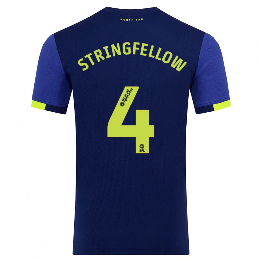 Danxen Mulher Camisola Harry Stringfellow #4 Azul Marinho Amarelo Alternativa 2025/26 Camisa