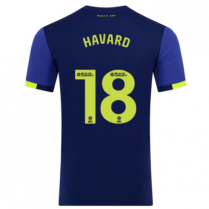 Danxen Mulher Camisola Callum Havard #18 Azul Marinho Amarelo Alternativa 2025/26 Camisa