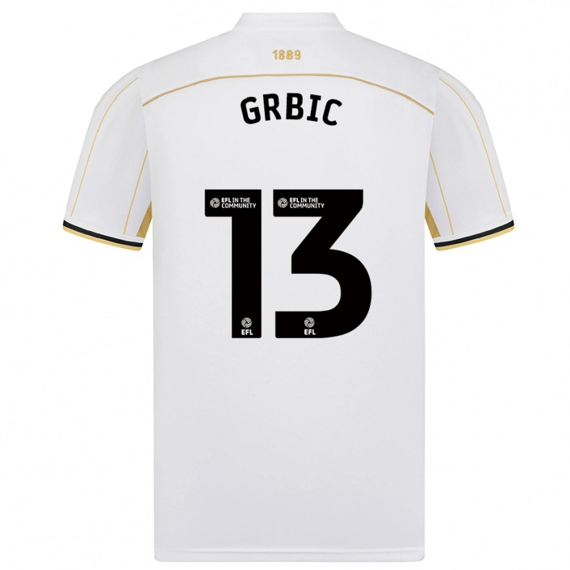 Danxen Mulher Camisola Ivo Grbic #13 Branco Dourado Alternativa 2025/26 Camisa