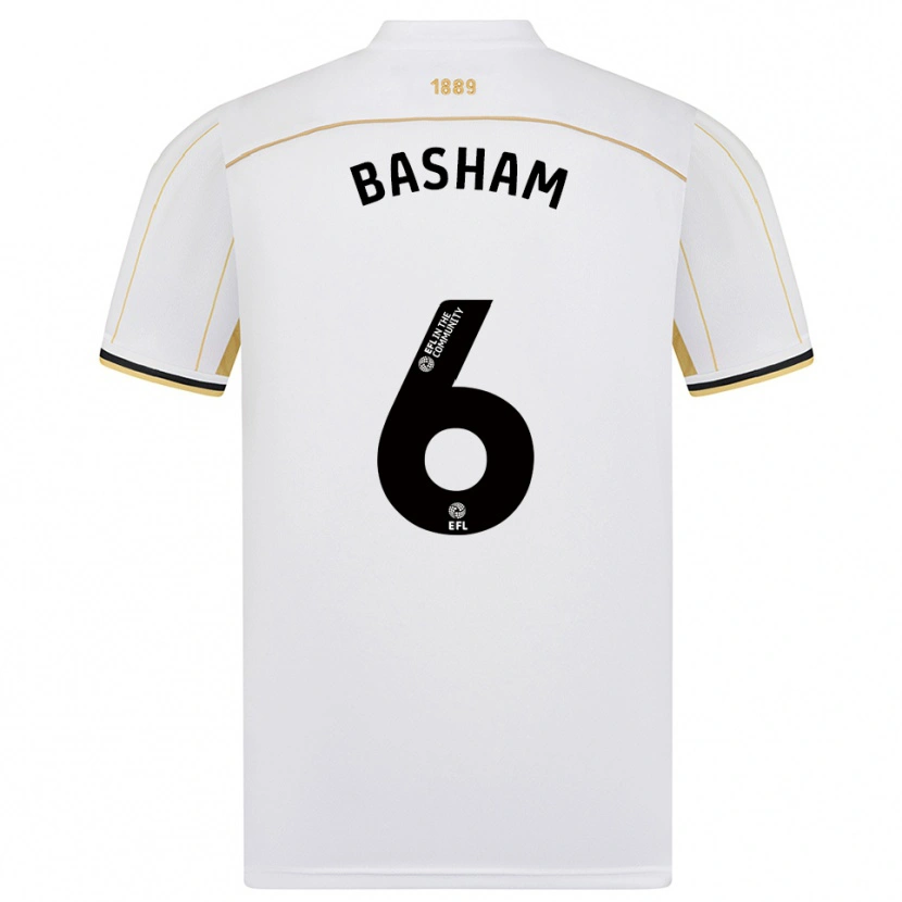 Danxen Mulher Camisola Chris Basham #6 Branco Dourado Alternativa 2025/26 Camisa