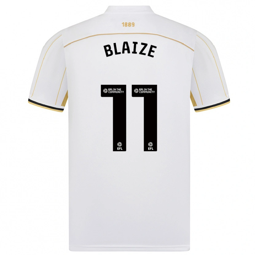 Danxen Mulher Camisola Jackson Blaize #11 Branco Dourado Alternativa 2025/26 Camisa