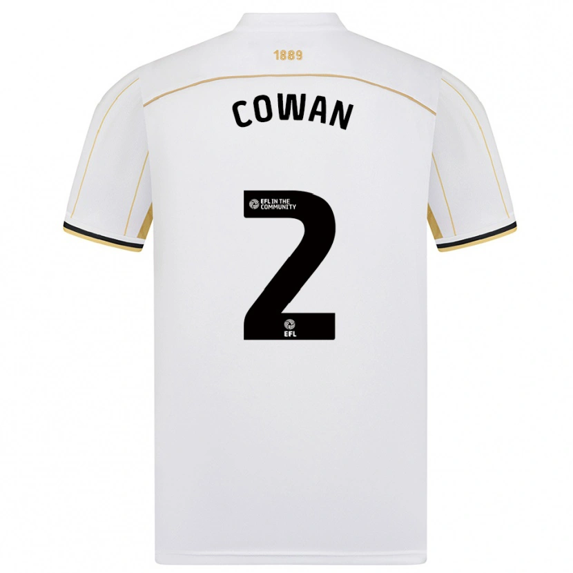 Danxen Mulher Camisola Leanne Cowan #2 Branco Dourado Alternativa 2025/26 Camisa