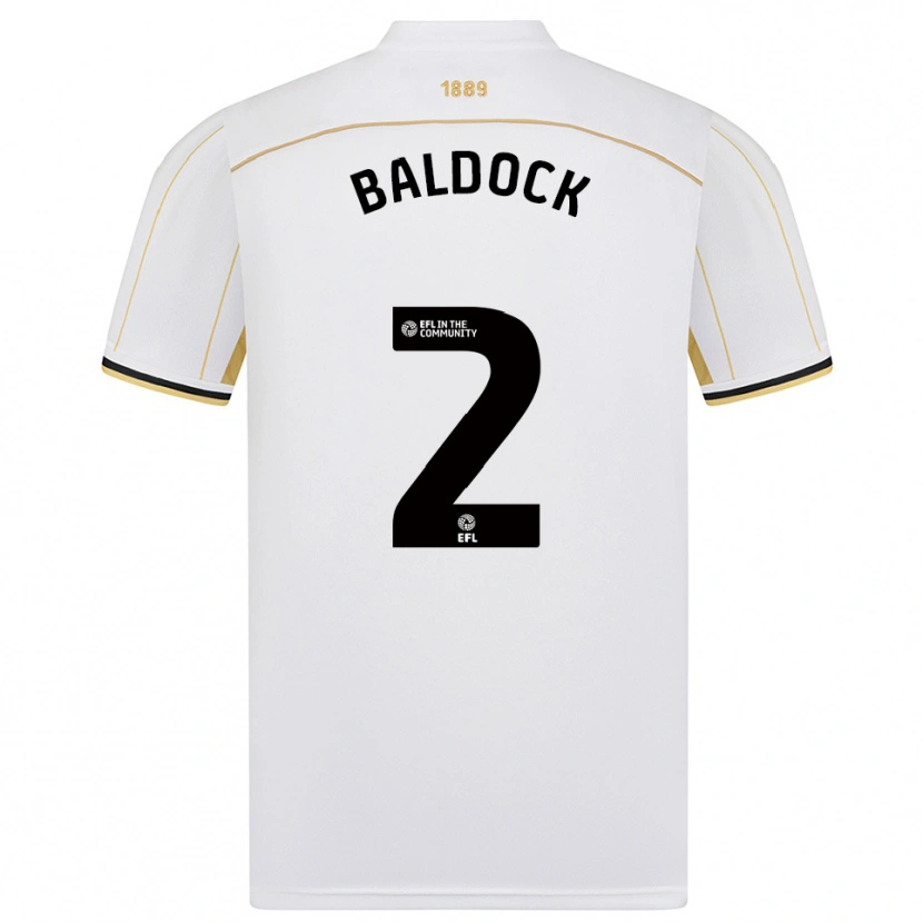 Danxen Mulher Camisola George Baldock #2 Branco Dourado Alternativa 2025/26 Camisa