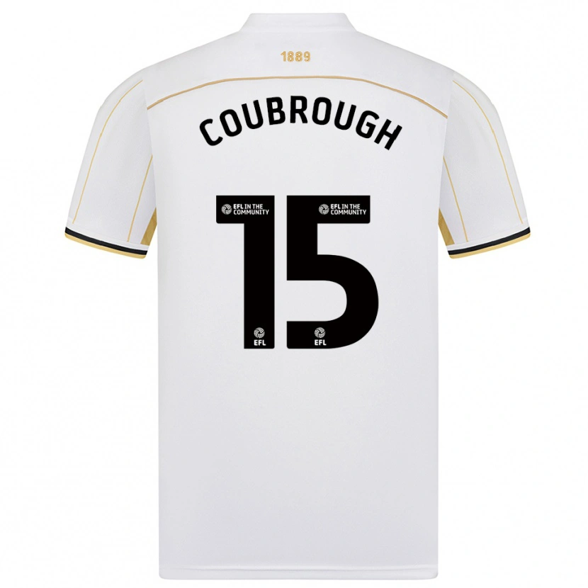 Danxen Mulher Camisola Arlo Coubrough #15 Branco Dourado Alternativa 2025/26 Camisa