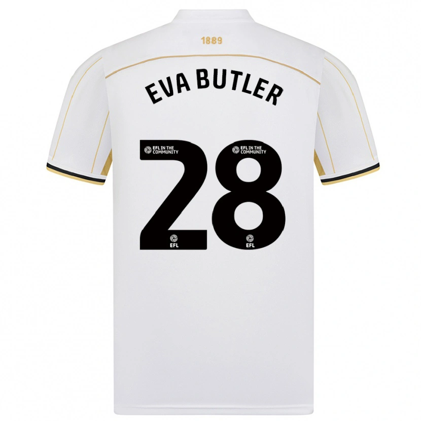 Danxen Mulher Camisola Eva Butler #28 Branco Dourado Alternativa 2025/26 Camisa