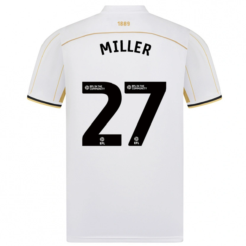Danxen Mulher Camisola Lara Miller #27 Branco Dourado Alternativa 2025/26 Camisa