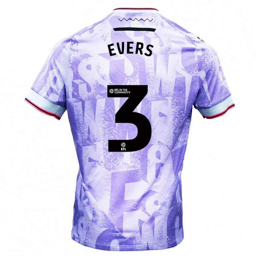 Danxen Mulher Camisola Harry Evers #3 Lilás Branco Alternativa 2025/26 Camisa