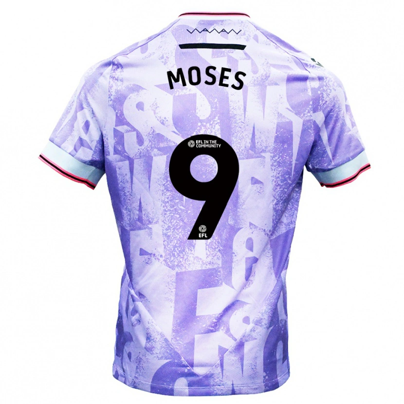 Danxen Mulher Camisola Devlan Moses #9 Lilás Branco Alternativa 2025/26 Camisa