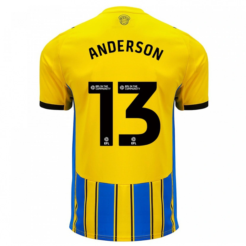 Danxen Mulher Camisola Calum Anderson #13 Azul Amarelo Alternativa 2025/26 Camisa