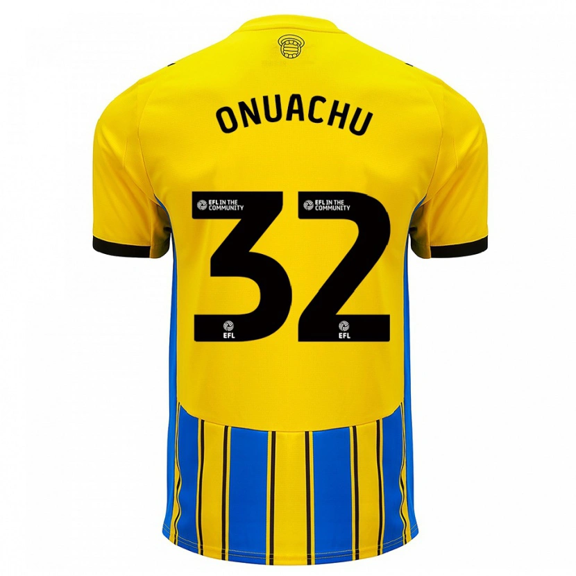 Danxen Mulher Camisola Paul Onuachu #32 Azul Amarelo Alternativa 2025/26 Camisa