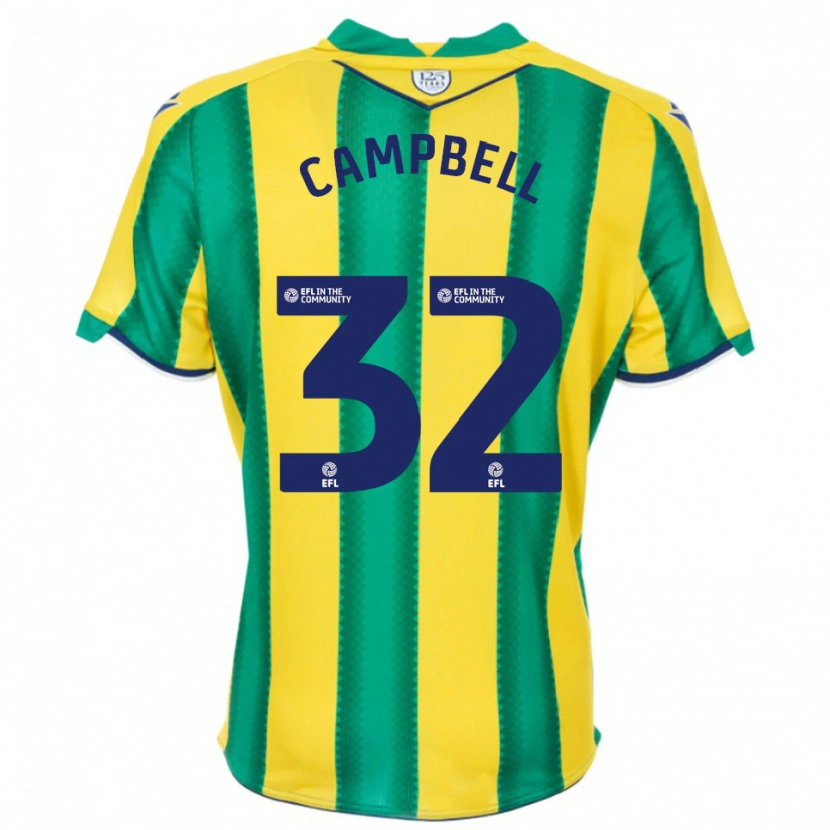 Danxen Mulher Camisola George Campbell #32 Amarelo Verde Alternativa 2025/26 Camisa