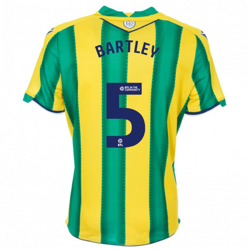 Danxen Mulher Camisola Kyle Bartley #5 Amarelo Verde Alternativa 2025/26 Camisa