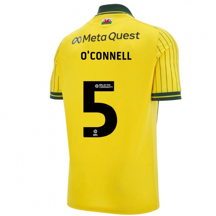 Danxen Mulher Camisola Eoghan O'connell #5 Amarelo Verde Alternativa 2025/26 Camisa