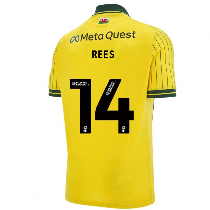 Danxen Mulher Camisola Joe Rees #14 Amarelo Verde Alternativa 2025/26 Camisa