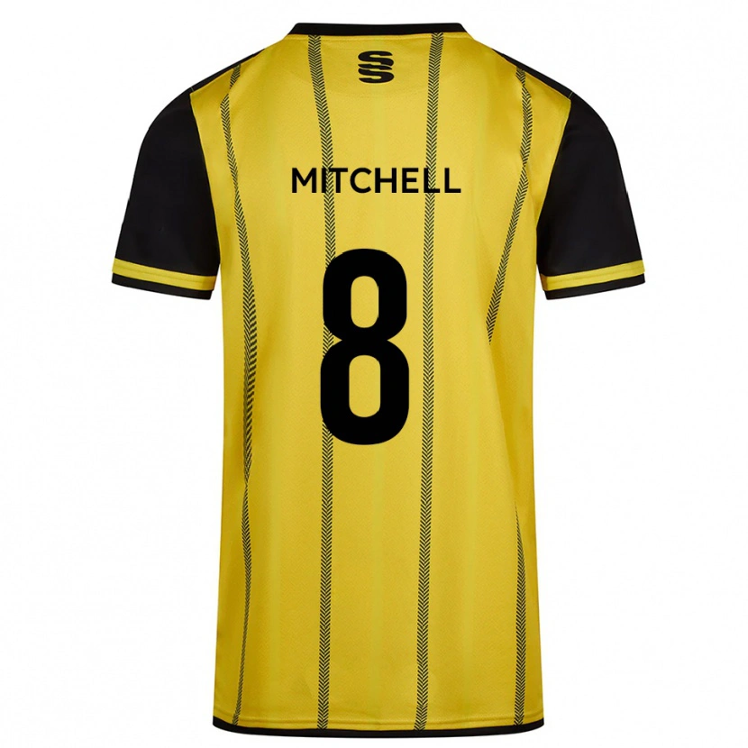 Danxen Mulher Camisola Ethan Mitchell #8 Amarelo Preto Alternativa 2025/26 Camisa