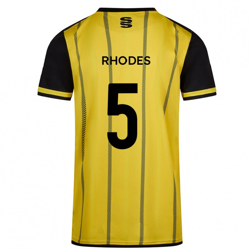 Danxen Mulher Camisola Alex Rhodes #5 Amarelo Preto Alternativa 2025/26 Camisa