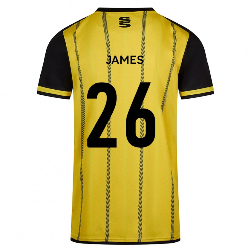 Danxen Mulher Camisola Nicola James #26 Amarelo Preto Alternativa 2025/26 Camisa