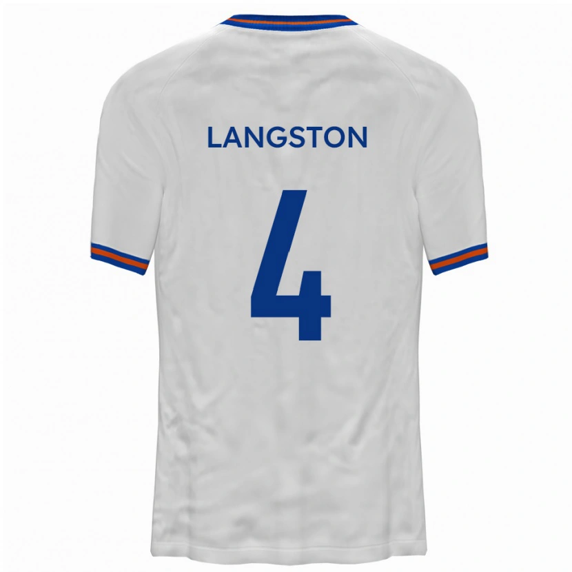 Danxen Mulher Camisola George Langston #4 Branco Azul Alternativa 2025/26 Camisa