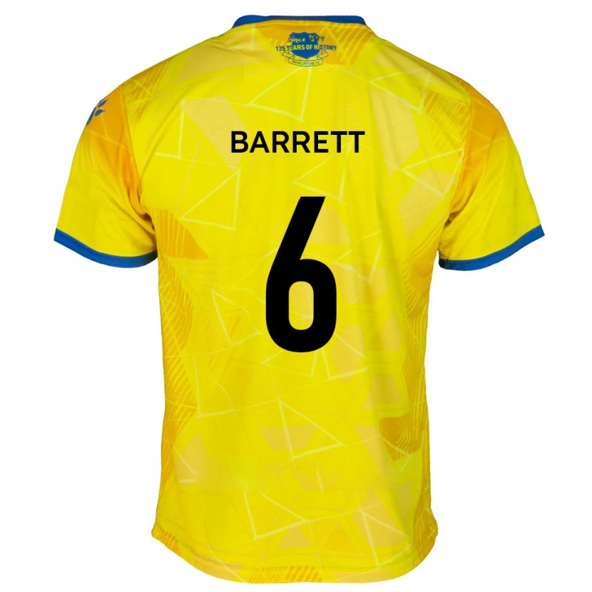 Danxen Mulher Camisola Mason Barrett #6 Amarelo Azul Alternativa 2025/26 Camisa