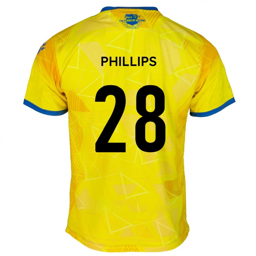 Danxen Mulher Camisola Declan Phillips #28 Amarelo Azul Alternativa 2025/26 Camisa