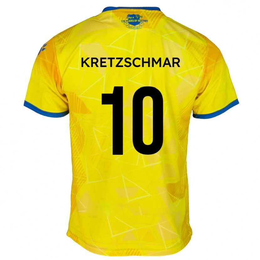 Danxen Mulher Camisola Max Kretzschmar #10 Amarelo Azul Alternativa 2025/26 Camisa