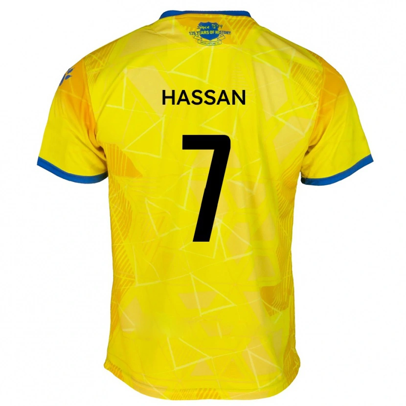 Danxen Mulher Camisola Sakariya Hassan #7 Amarelo Azul Alternativa 2025/26 Camisa
