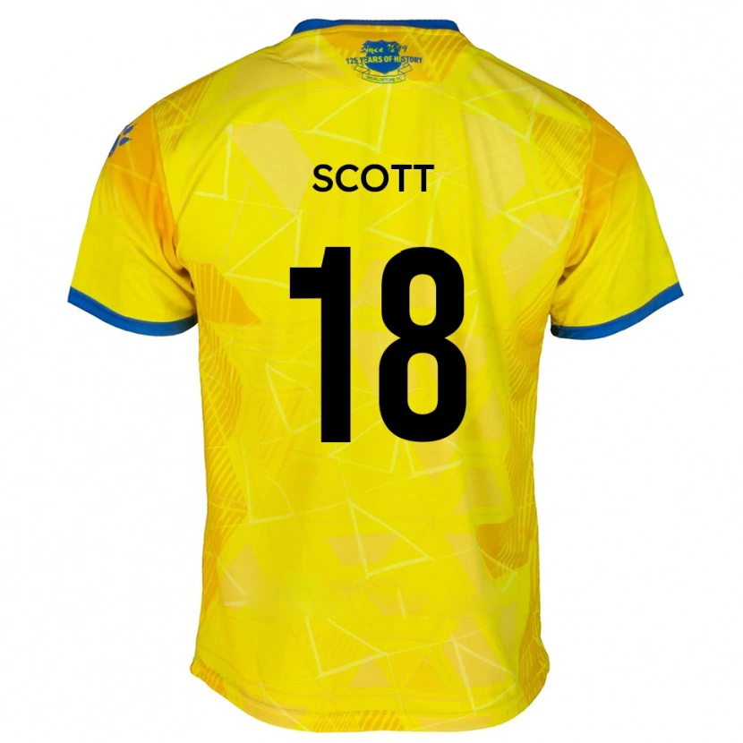 Danxen Mulher Camisola Christian Scott #18 Amarelo Azul Alternativa 2025/26 Camisa