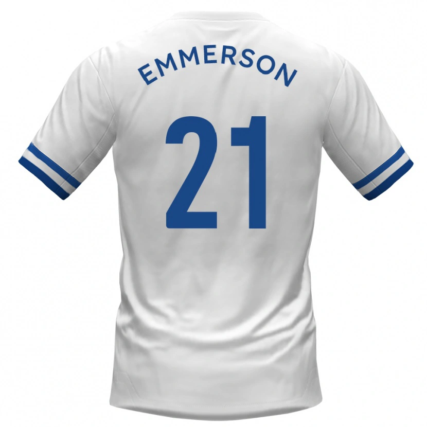 Danxen Mulher Camisola Zak Emmerson #21 Branco Azul Alternativa 2025/26 Camisa