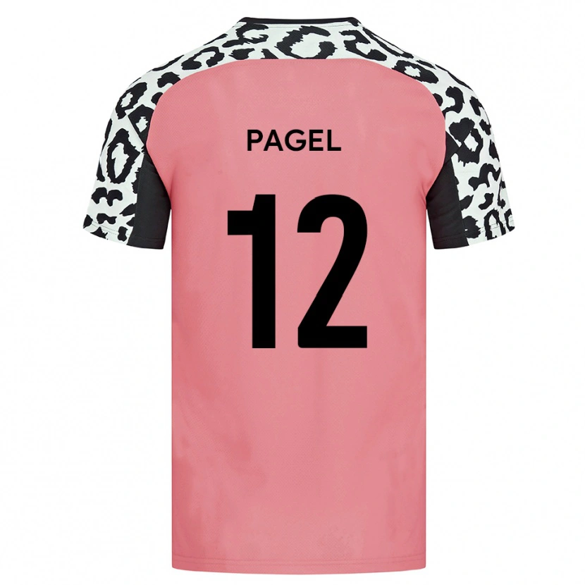 Danxen Mulher Camisola Fiachra Pagel #12 Rosa Preto Alternativa 2025/26 Camisa