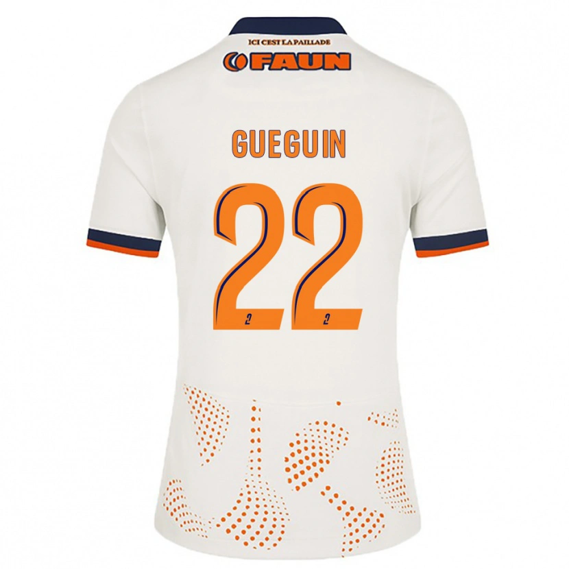 Danxen Mulher Camisola Axel Guéguin #22 Branco Laranja Alternativa 2025/26 Camisa