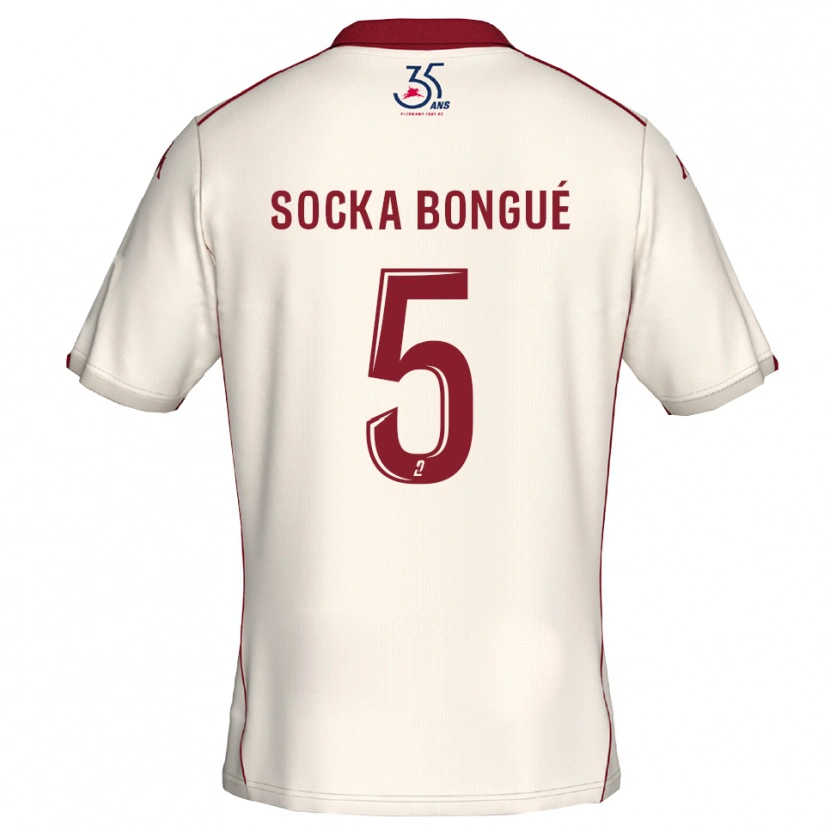 Danxen Mulher Camisola Loïc Socka Bongué #5 Branco Vinho Alternativa 2025/26 Camisa