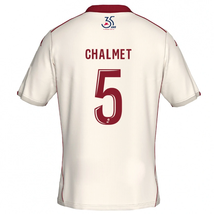 Danxen Mulher Camisola Mélanie Chalmet #5 Branco Vinho Alternativa 2025/26 Camisa