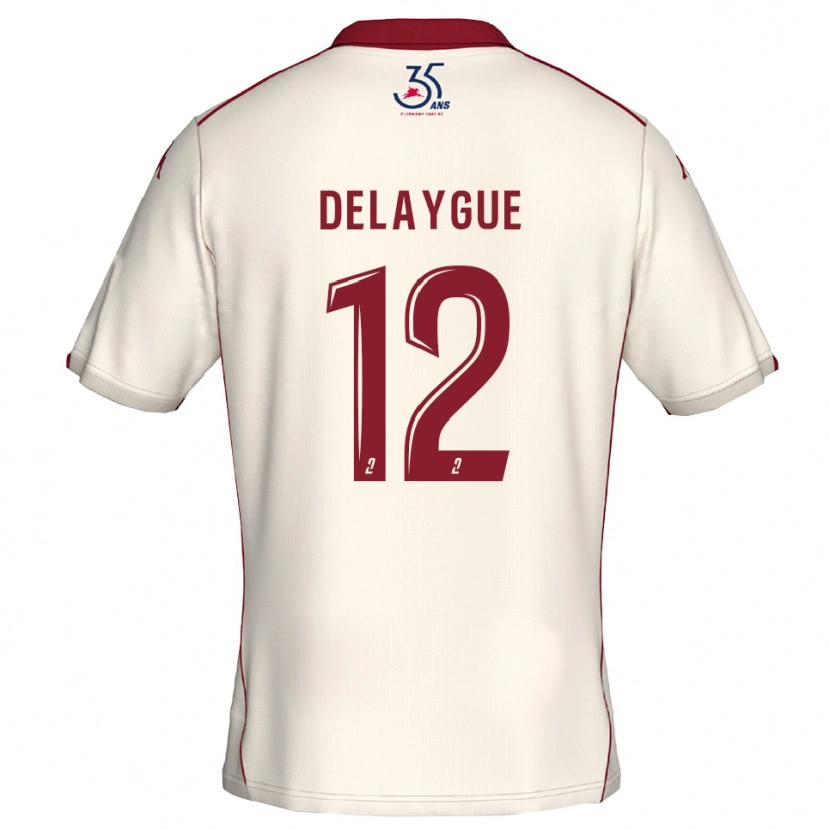 Danxen Mulher Camisola Lorenzo Delaygue #12 Branco Vinho Alternativa 2025/26 Camisa