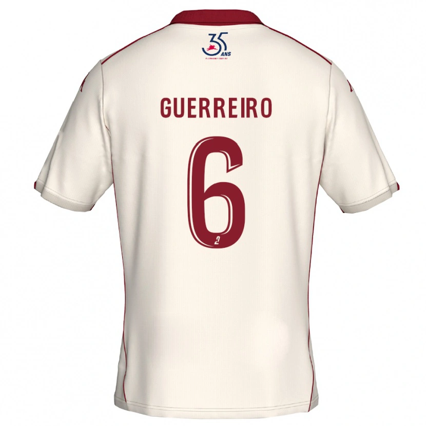 Danxen Mulher Camisola Mattéo Guerreiro #6 Branco Vinho Alternativa 2025/26 Camisa