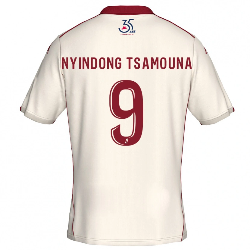 Danxen Mulher Camisola Jean Nyindong Tsamouna #9 Branco Vinho Alternativa 2025/26 Camisa