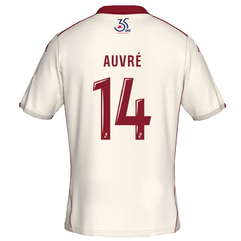 Danxen Mulher Camisola Tom Auvré #14 Branco Vinho Alternativa 2025/26 Camisa