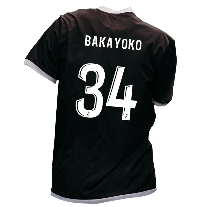 Danxen Mulher Camisola Siaka Bakayoko #34 Preto Dourado Alternativa 2025/26 Camisa