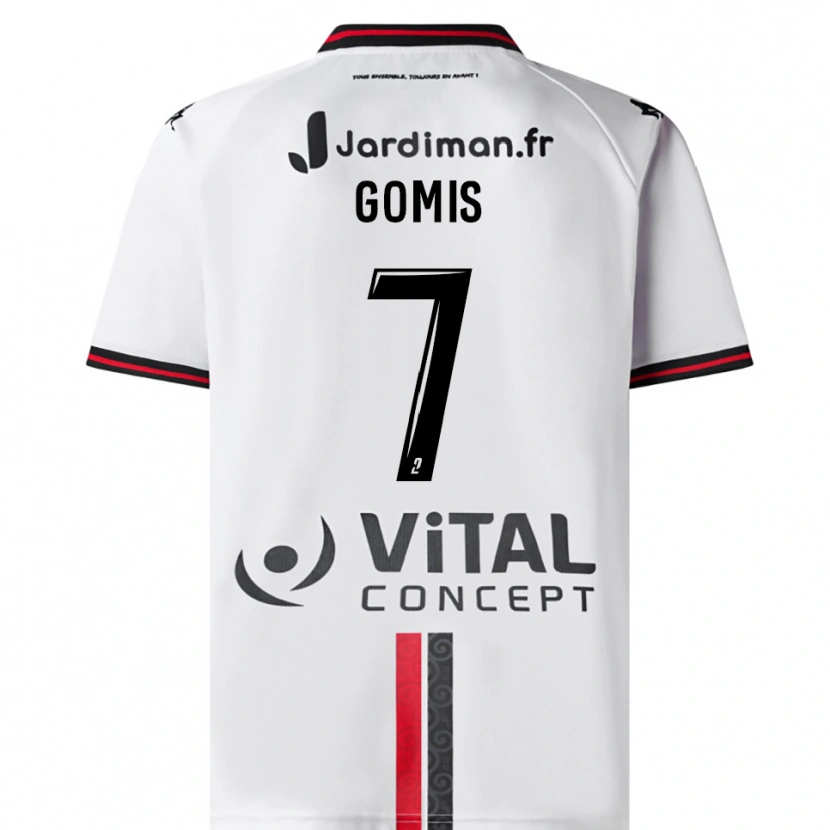 Danxen Mulher Camisola Donatien Gomis #7 Branco Vermelho Alternativa 2025/26 Camisa