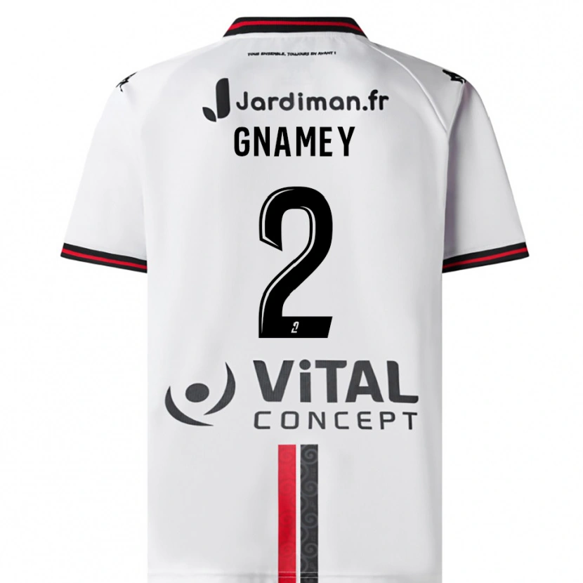 Danxen Mulher Camisola Servais Gnamey #2 Branco Vermelho Alternativa 2025/26 Camisa