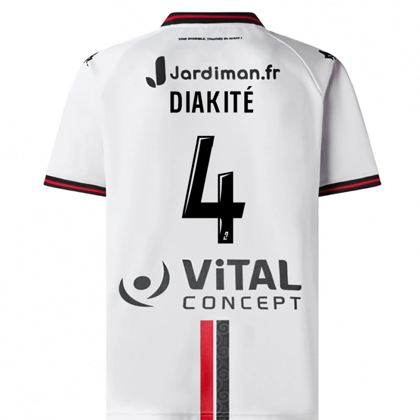 Danxen Mulher Camisola Ibrahima Diakité #4 Branco Vermelho Alternativa 2025/26 Camisa
